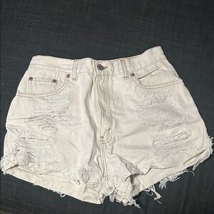Levi's White Distressed Jean Shorts